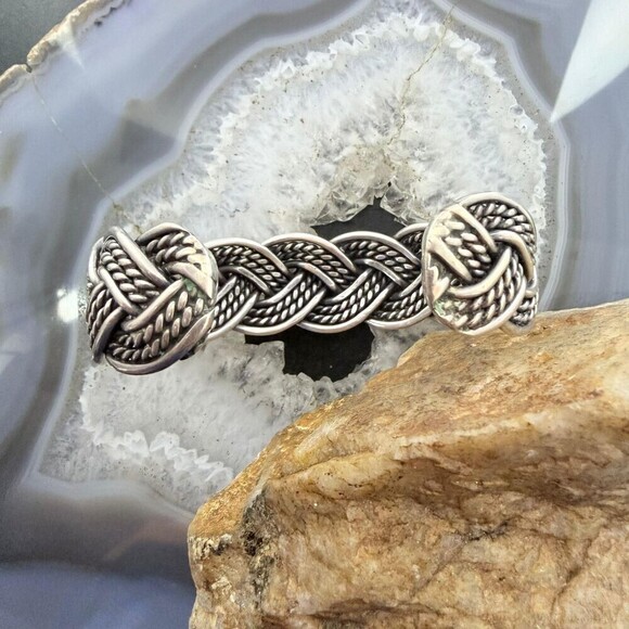 Sterling Silver Woven Rope With Square Turquoise Fashion Bracelet For Women main image 7